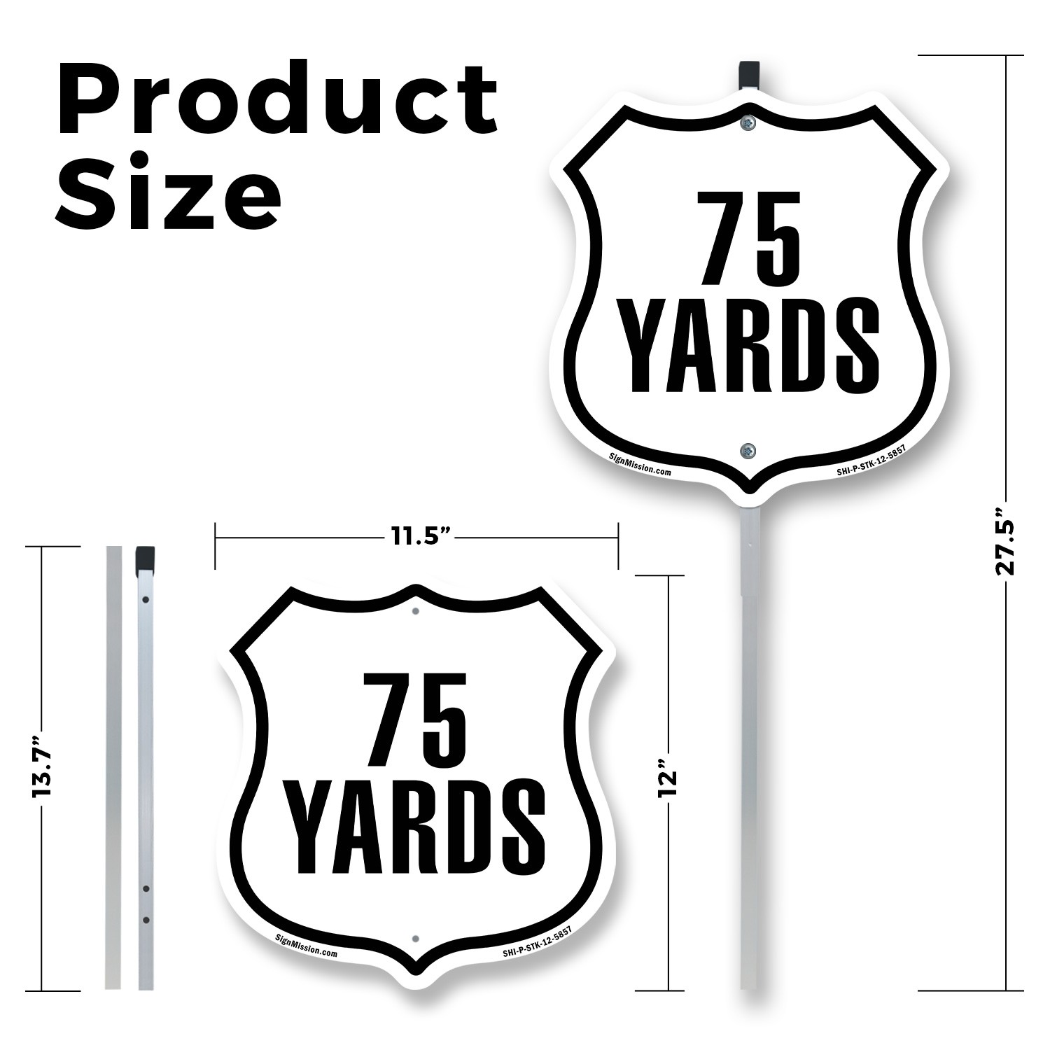 75 Yards Golf Course Running Race 5k Shield Shaped Sign With Stake