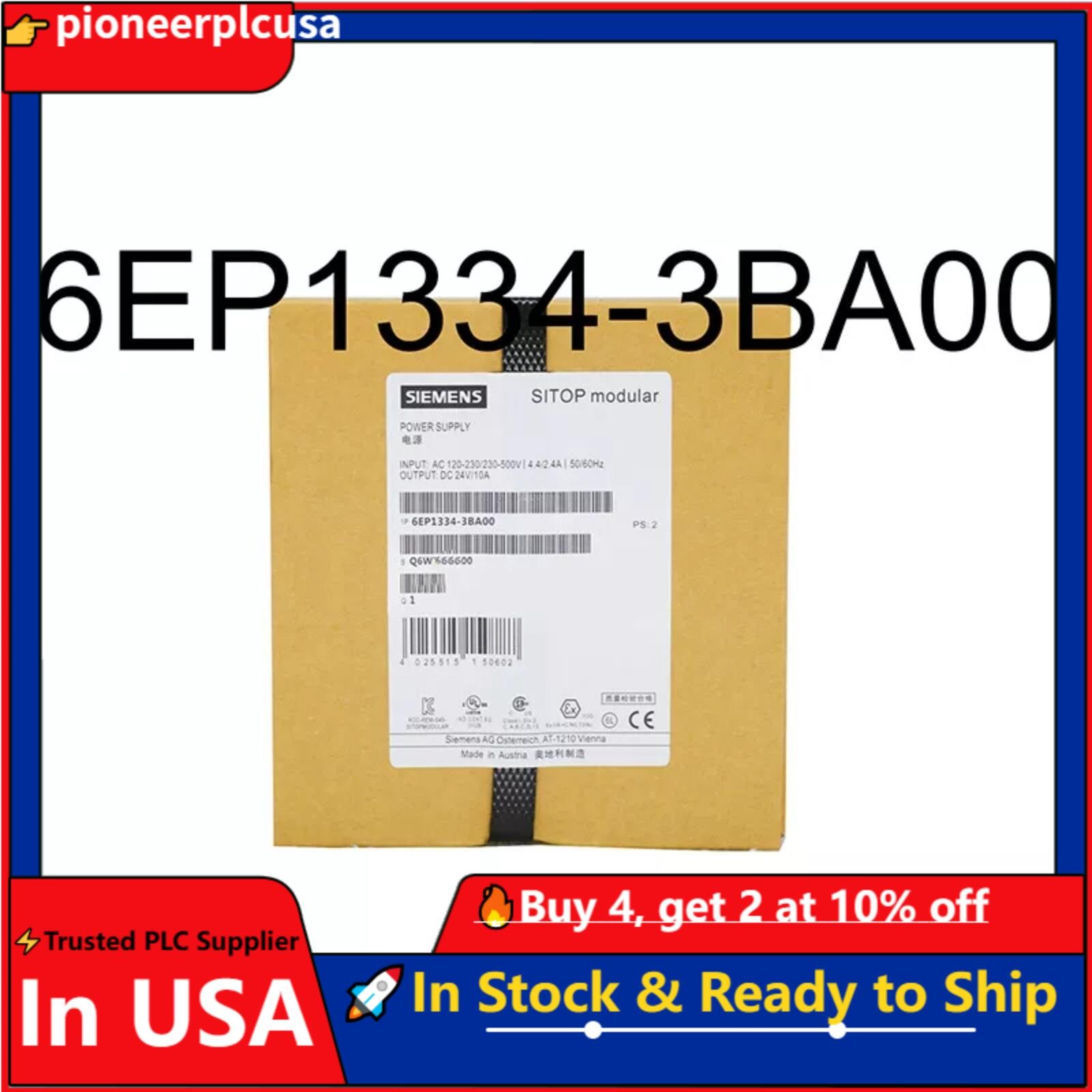 New Siemens SITOP PSU100S DC 24V/10A POWER SUPPLY 6EP1334-3BA00 6EP13343BA00