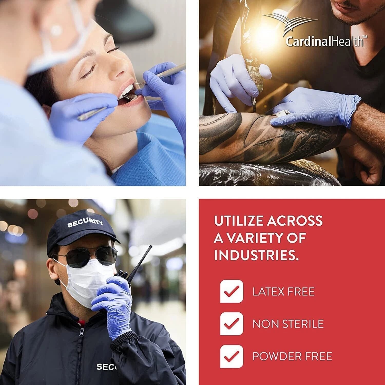 Disposable Nitrile Gloves, M, Non‑Sterile, Powder‑Free, Latex‑Free, 1 Box of 200