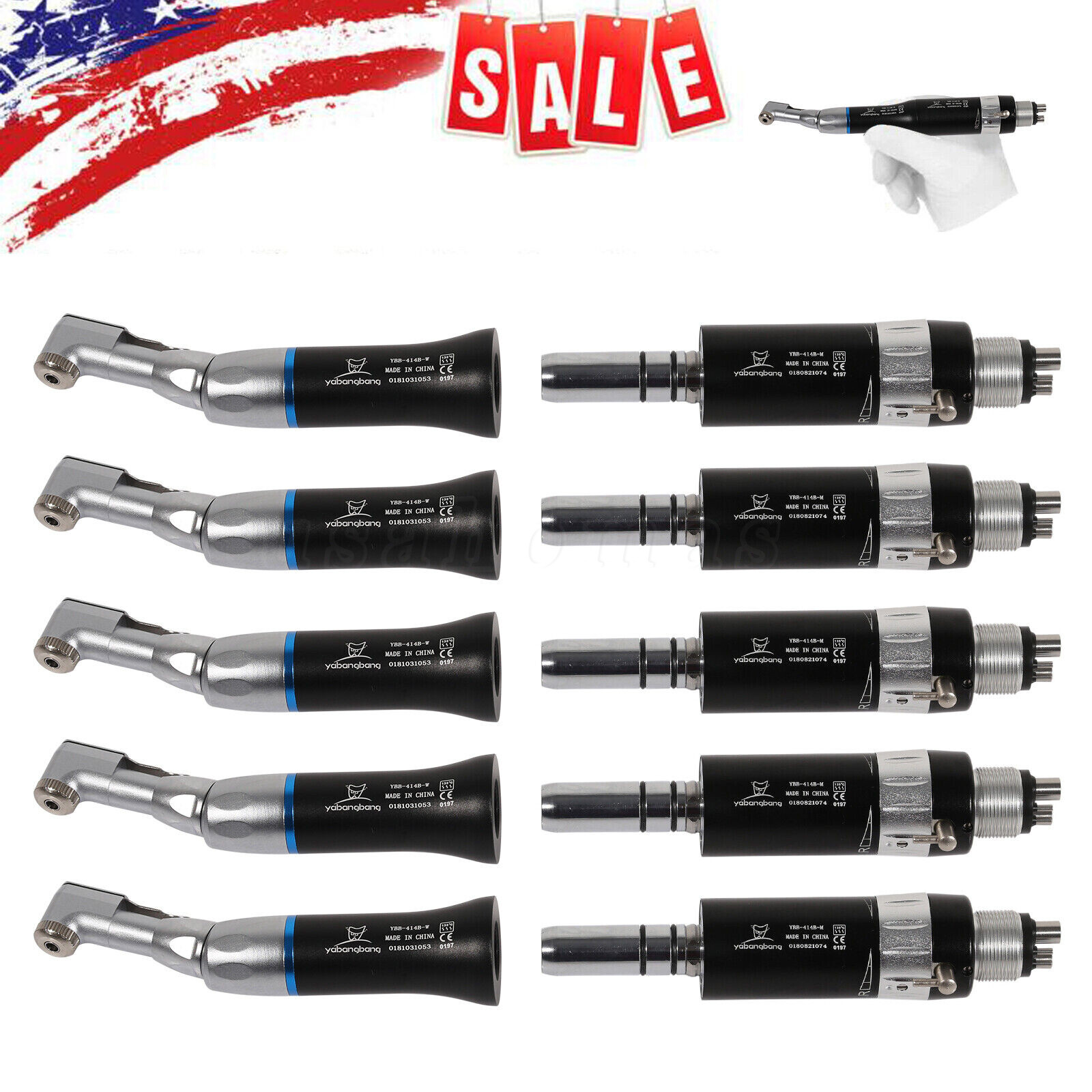 Dental Low Slow Speed Handpiece Contra Angle Air Motor 4Holes NSK Style Black