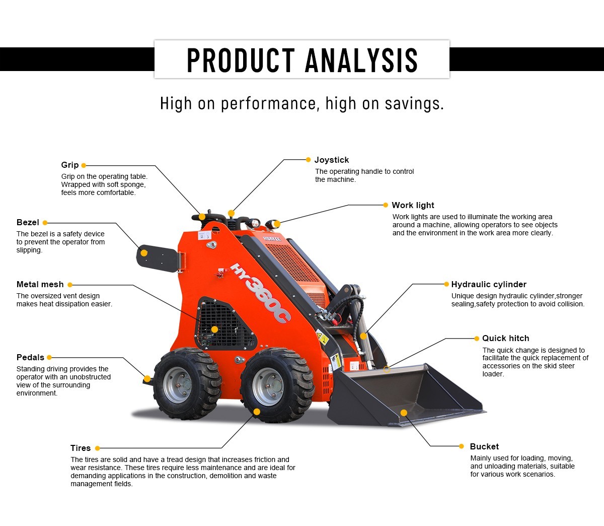 HUAYEE FREE SHIPPING New Mini Skid Steer Loader 13.5hp B&S Gas EPA Engine