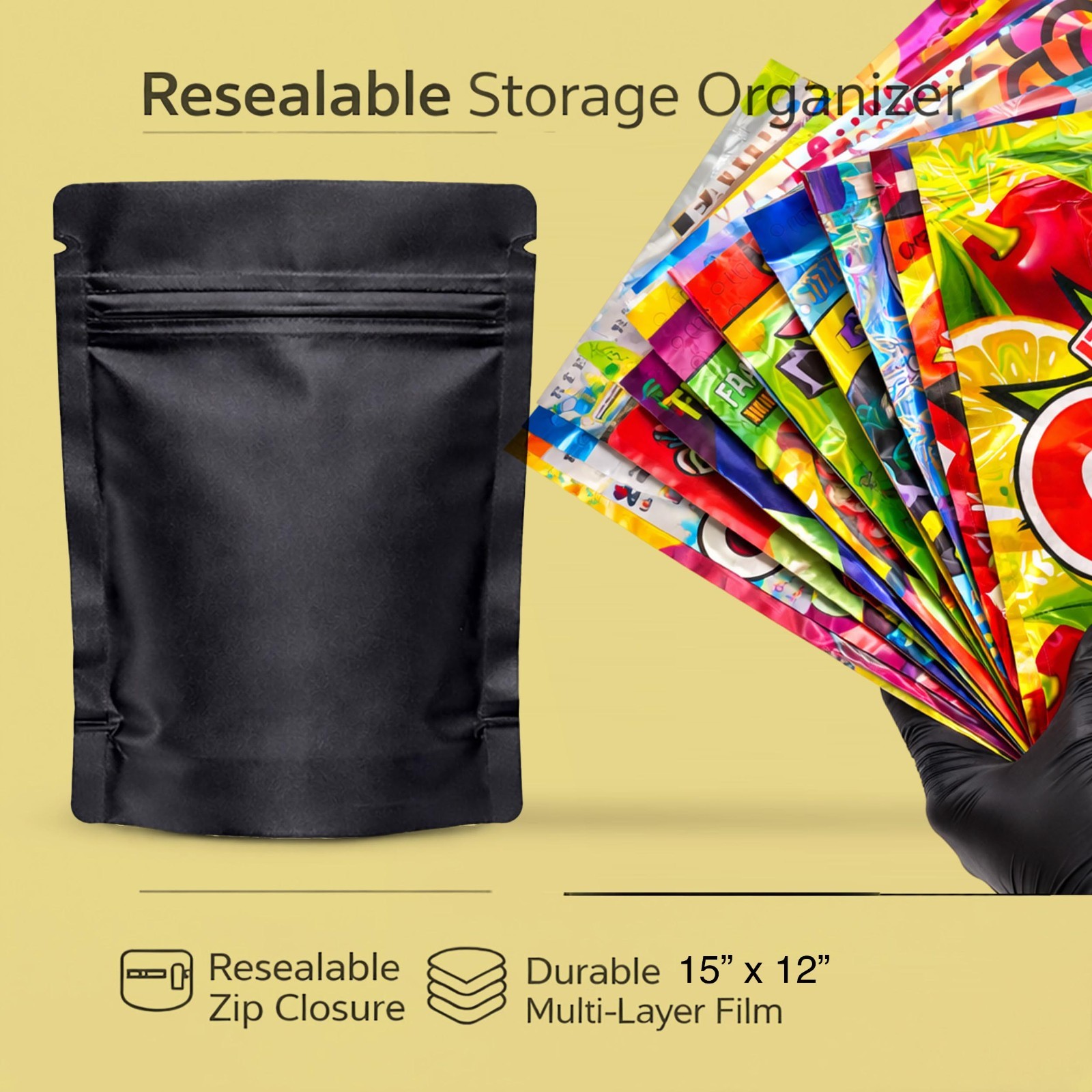 12 Pack Extra Large (12” x 15”) Retail Packaging Pouches