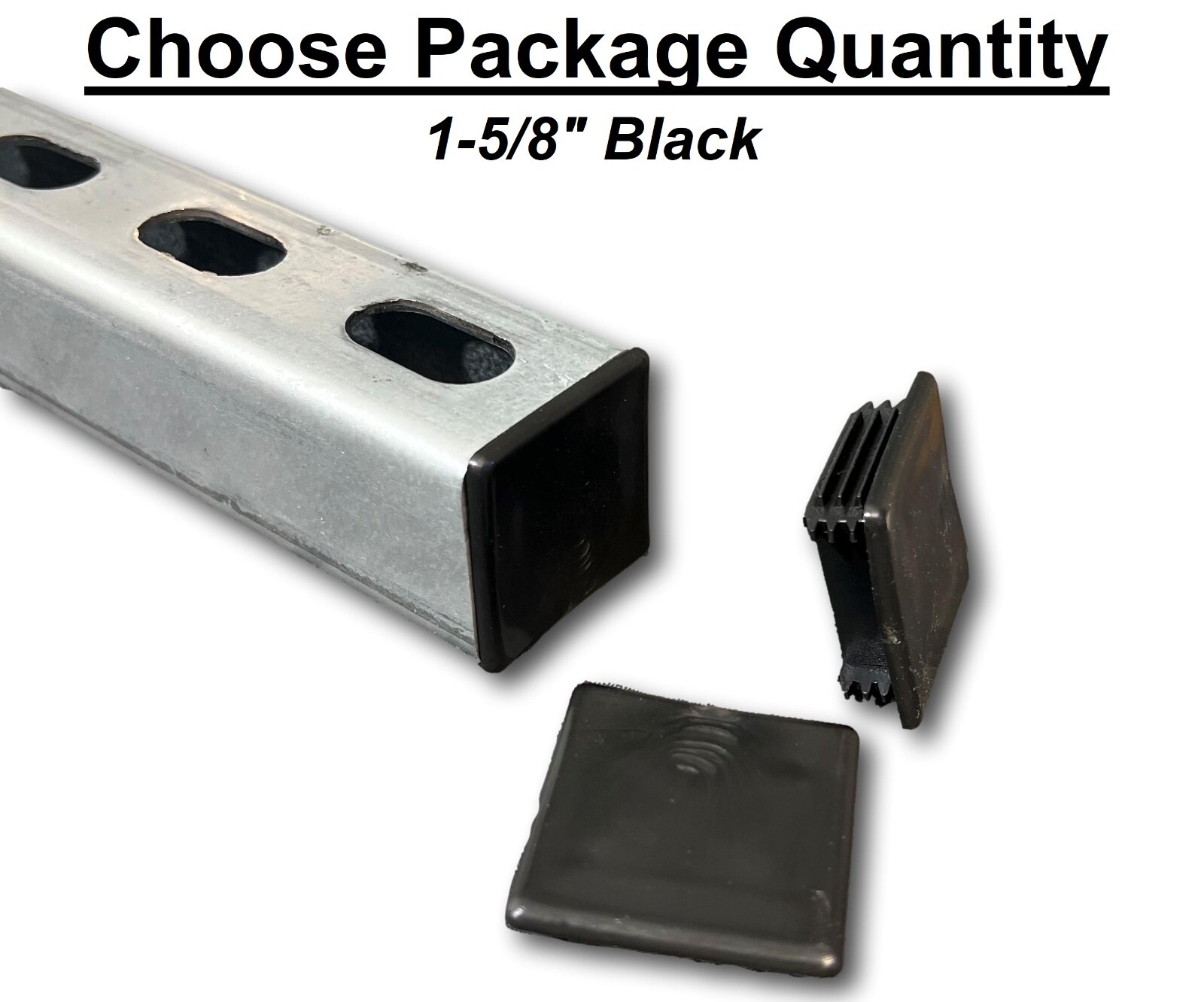 PVC Style Plastic BLACK End Caps Unistrut Channel 1-5/8” X 1-5/8” #EC-2B