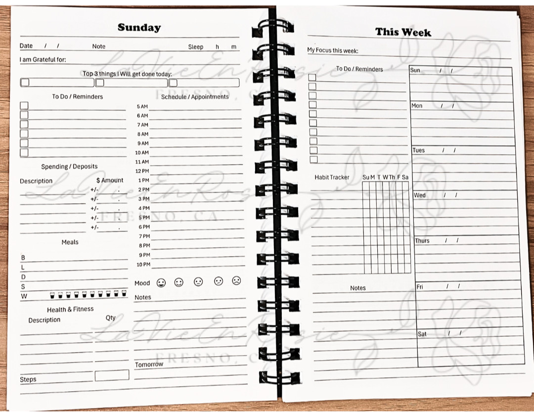 Daily Planner / Agenda ADHD Friendly 6 Months Un-Dated 5.5″ x 8.5″ Spiral Bound