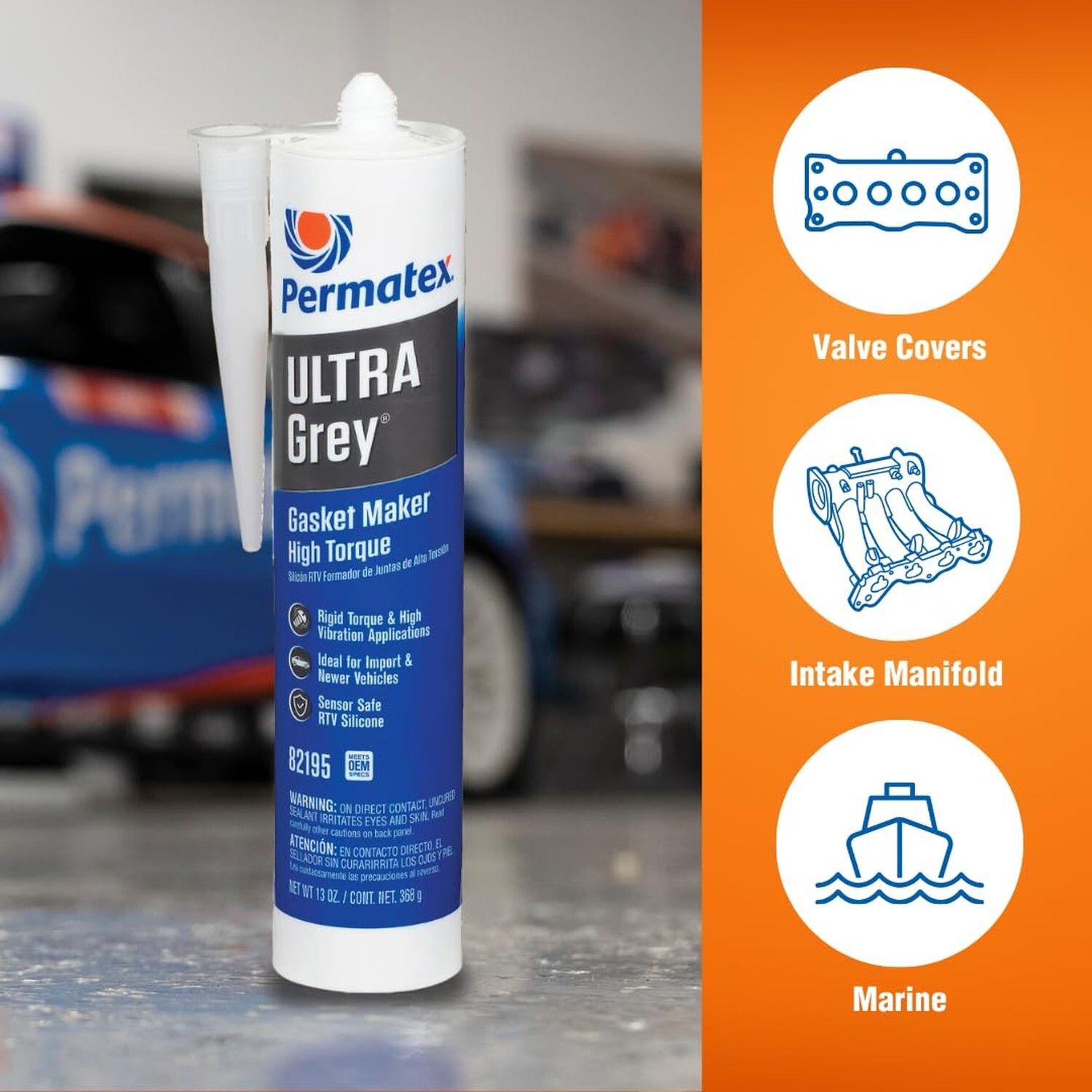 Permatex 82195 Ultra Grey Rigid High-Torque RTV Silicone Gasket Maker, Sensor…