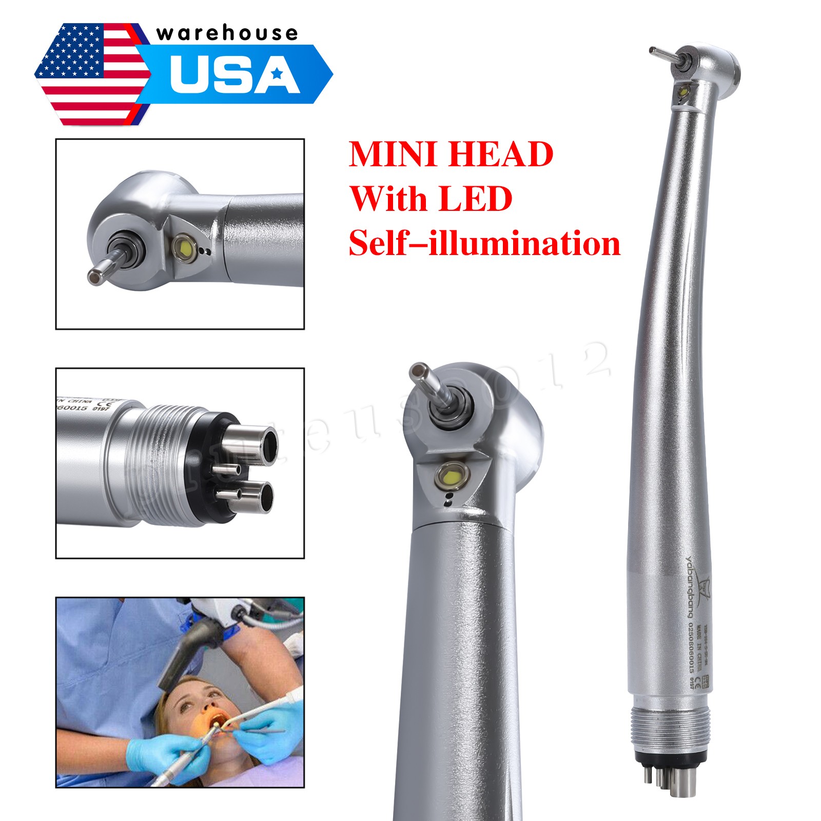 Dental High Speed Handpiece Pedo Pediatric Mini Small Head LED/4 Holes NSK Style