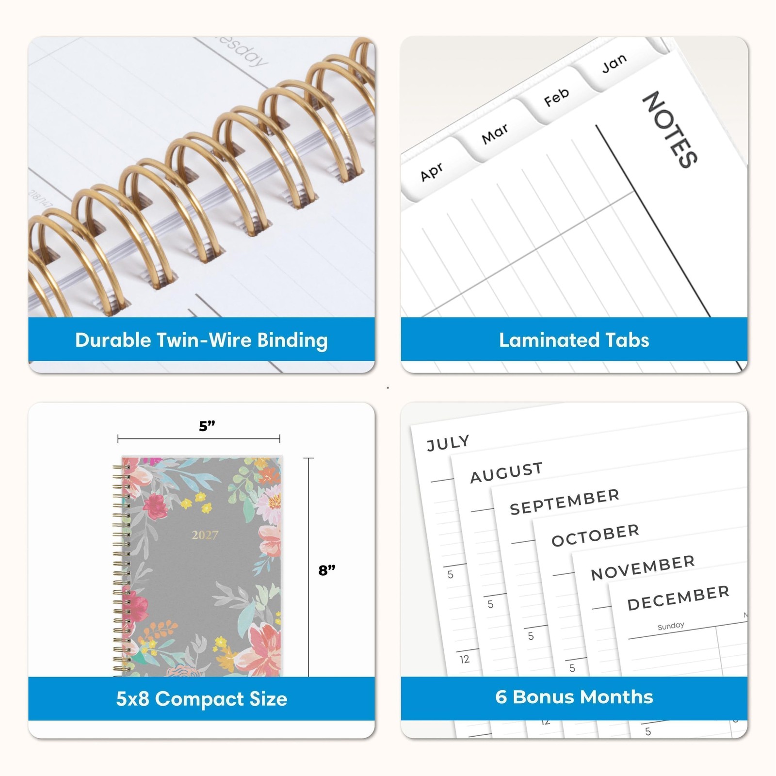 2027 Weekly and Monthly Planner Calendar, January 2027 – December 2027, 5″ X 8″,