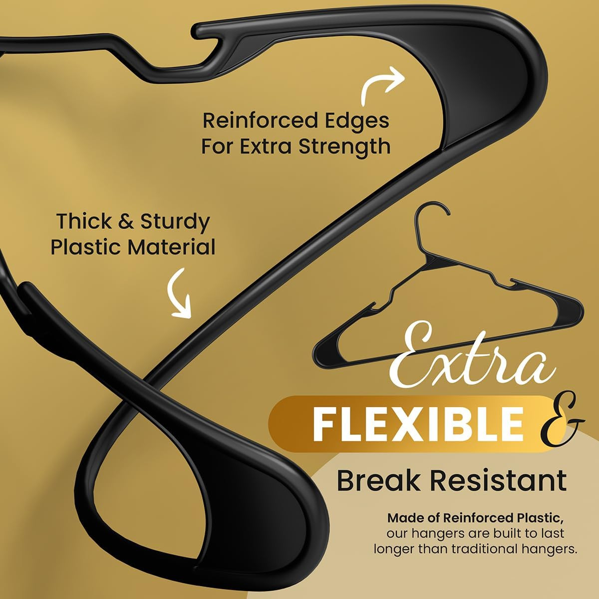 Heavy-Duty Non-Slip Plastic Clothes Hangers with Double Hooks – 30/50/100 Pack