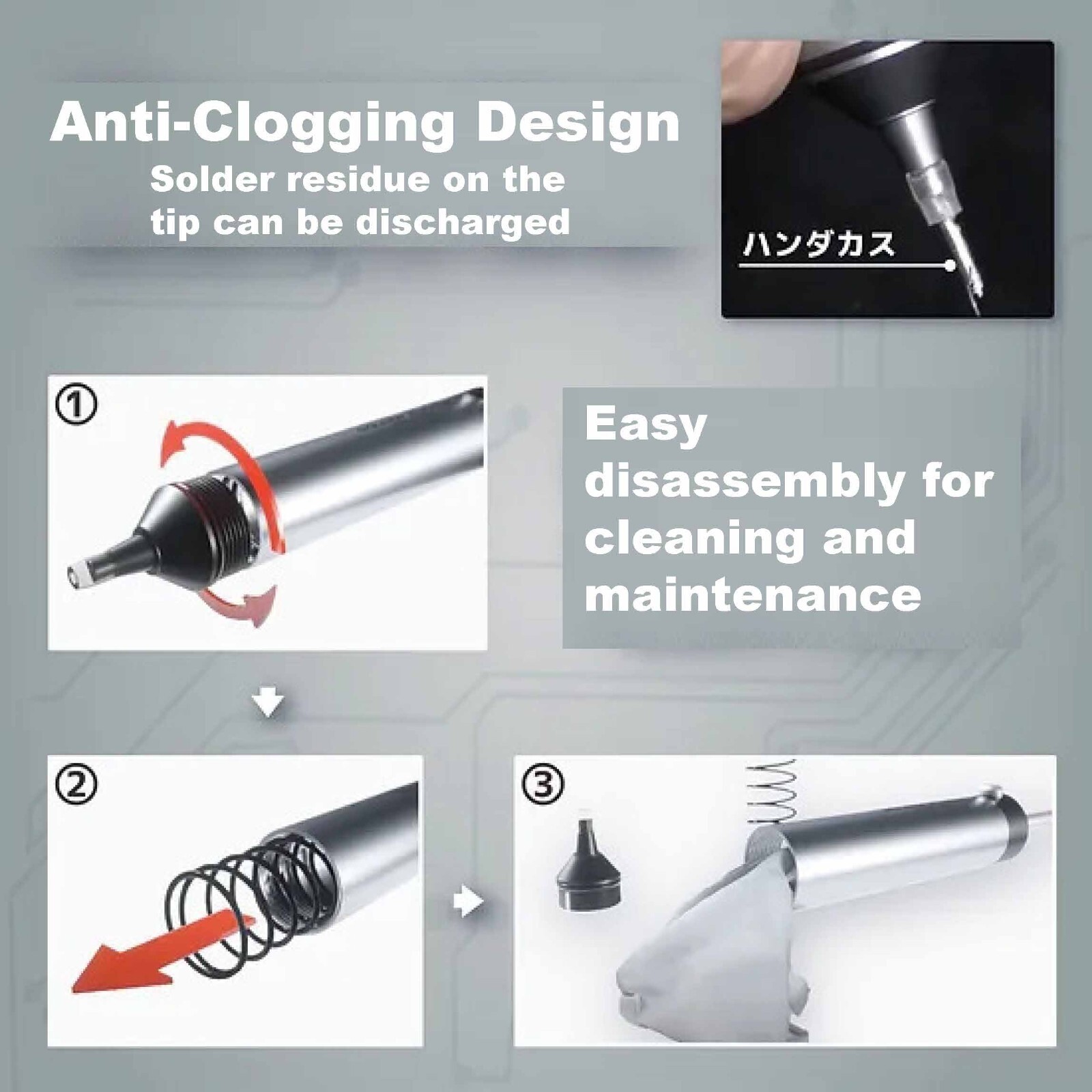 ENGINEER SS-02 Japanese Solder Sucker Desoldering Pump w/Silicone Tip Spare Tube