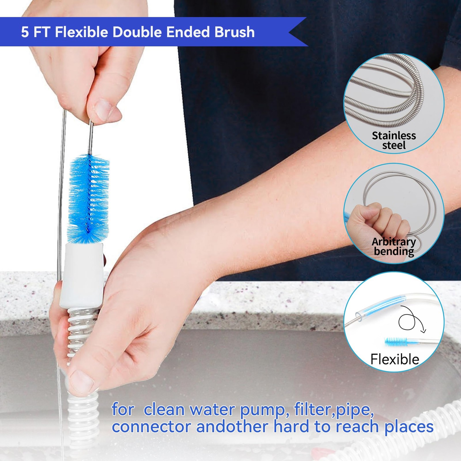 12 Pcs Flexible Tube Pipe Cleaner Brush Set Long Straw Cleaning Brushes