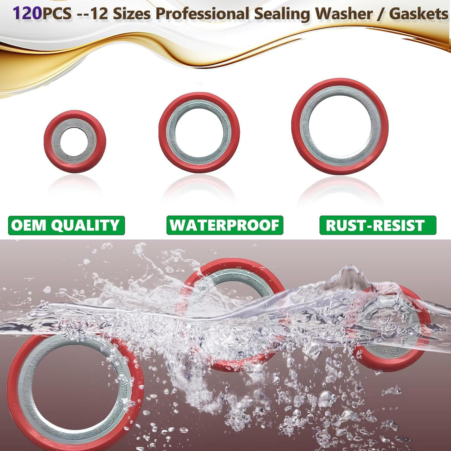 A/C O Ring Kit, 400PCS O Ring Assortment Kit, 120PCS AC Seal Kit, AC Valve Core