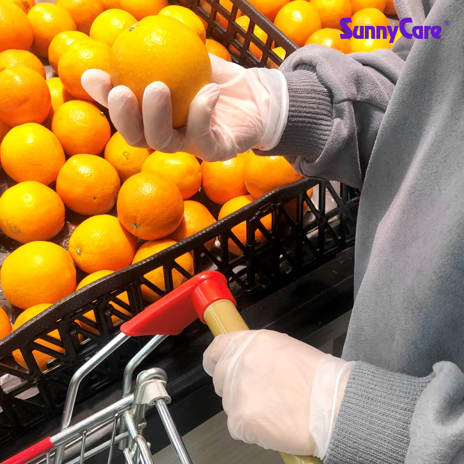 100 SunnyCare Powder Free Vinyl Gloves Food Service (Latex Nitrile Free) 🔥 M