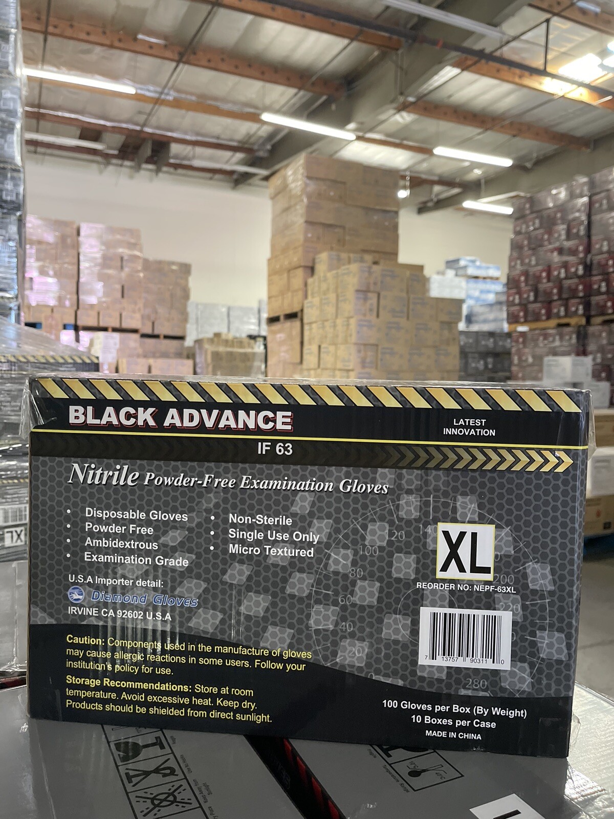 6 Mil Advance Exam Black Nitrile Glove Power Latex Free case 1000 PCs Size XL