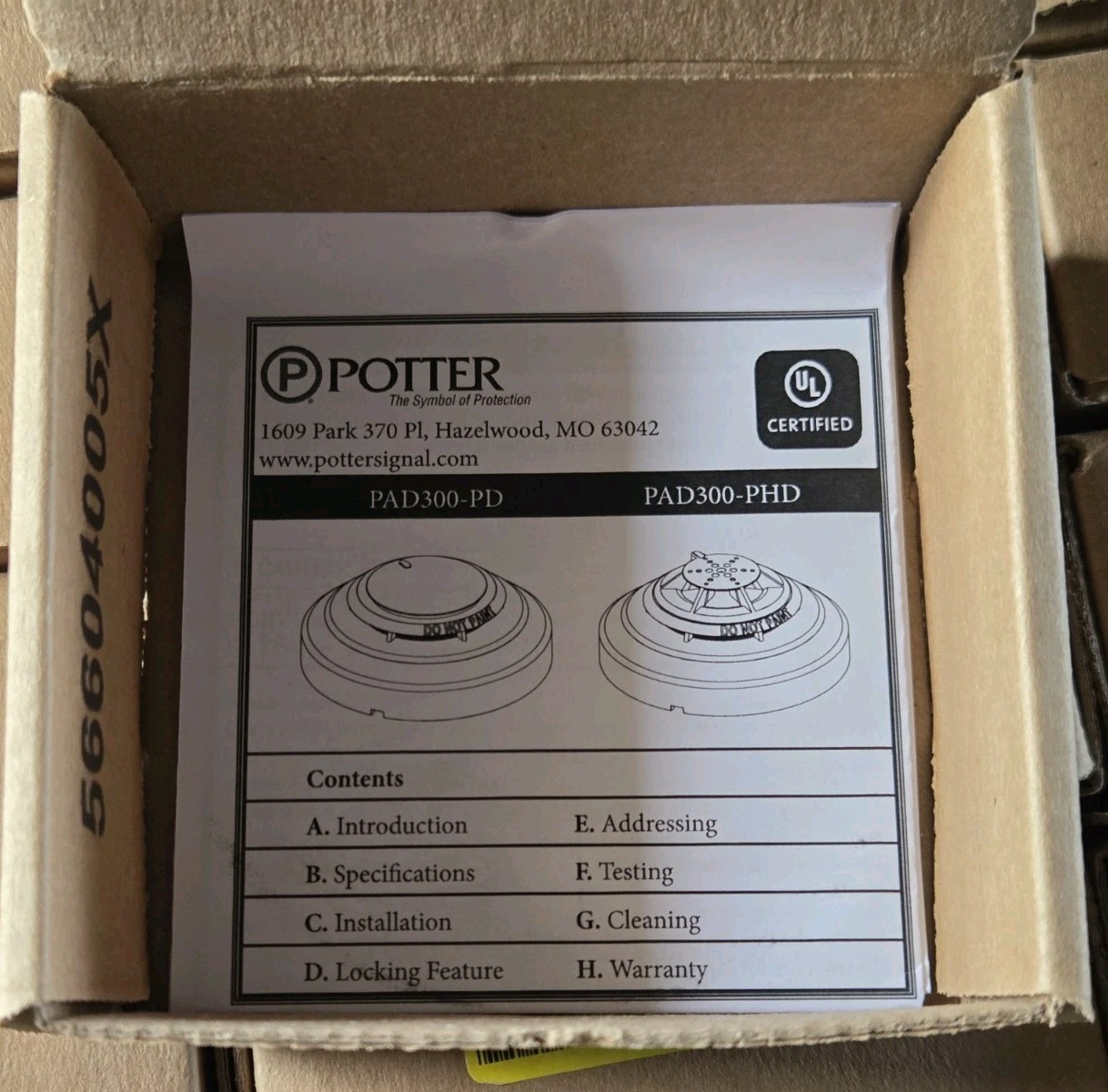 POTTER PAD300-PD PHOTOELECTRIC SMOKE DETECTOR – BRAND NEW – 119 AVAILABLE