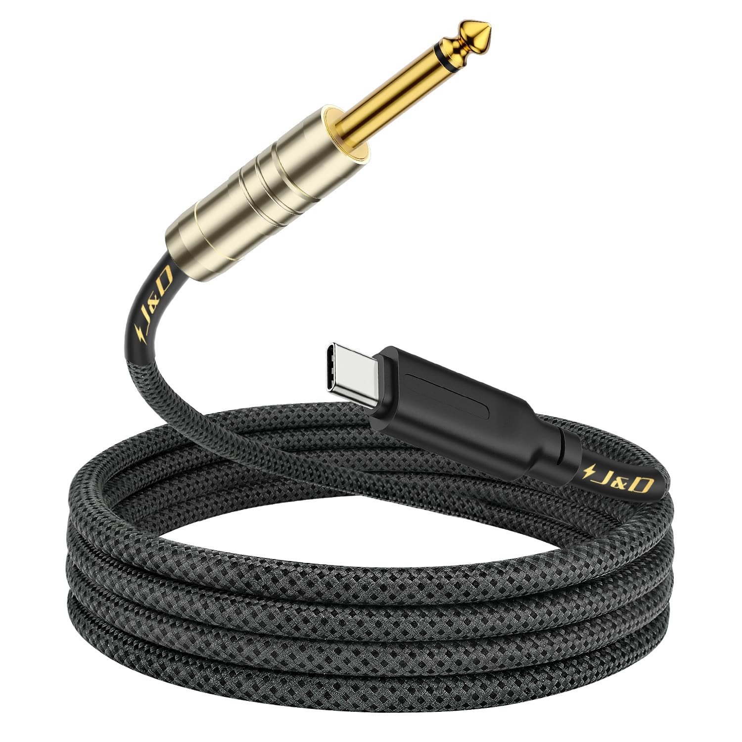 USB C to 6.35 mm 1/4 inch TS Guitar Audio Cable, Audio Recording, Bass, Elect…
