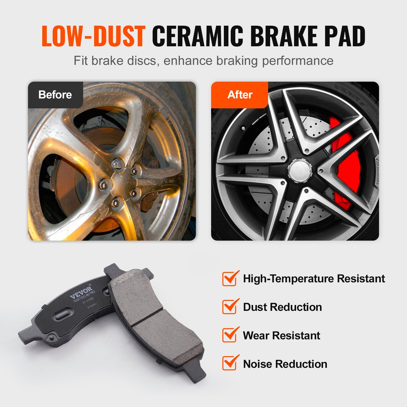 Front Brake Kit Compatible with 2007-2017 Chevy Traverse, Buick Enclave, GMC Aca