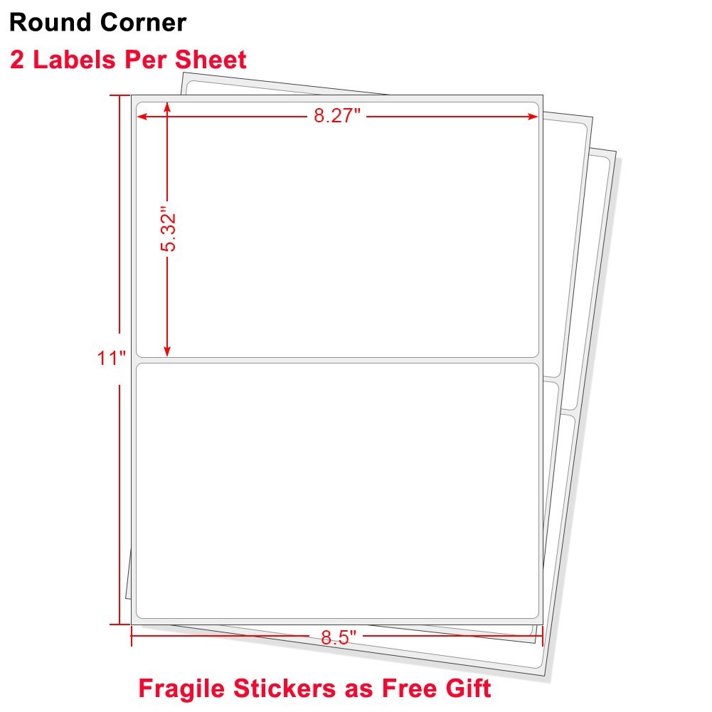 1000 Premium 8.5″ X 5.5″ Half Sheet Self Adhesive Shipping Labels 2 Per Sheet
