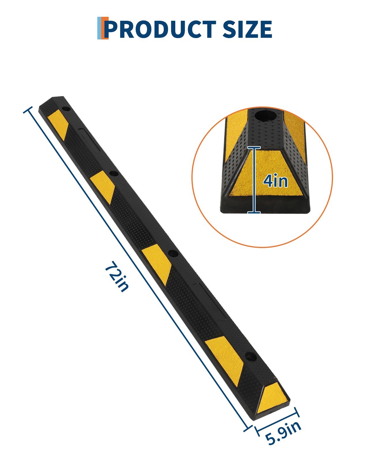 1 Pack 72” Speed Bump 4” High Heavy Duty Speed Humps Portable Speed Bump