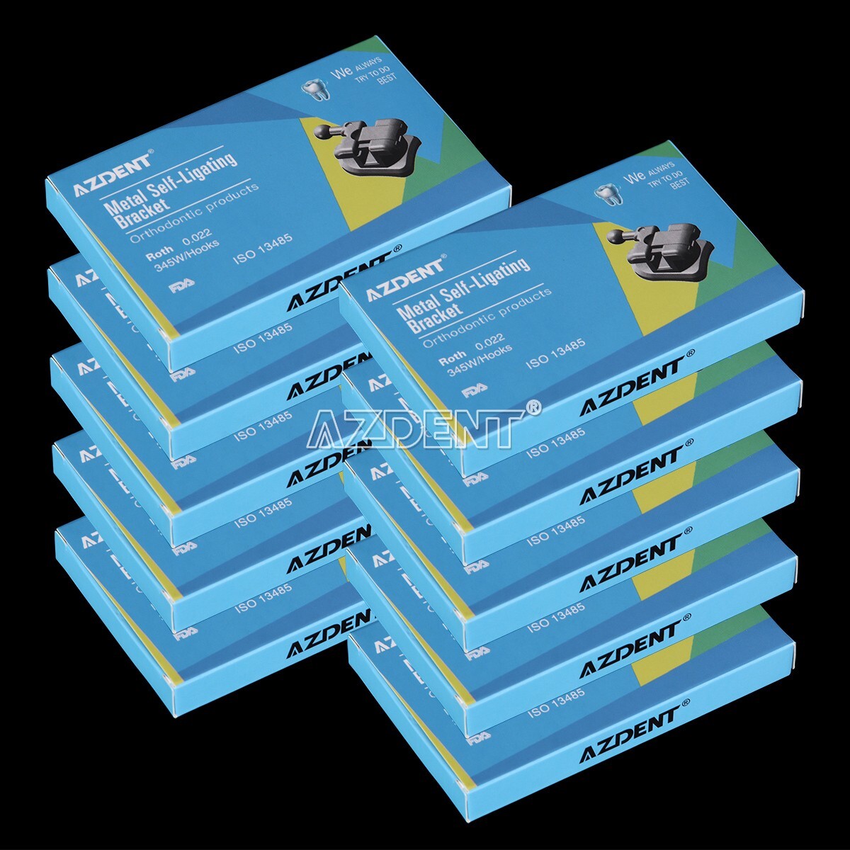 10 X Dental Orthodontic MIM Self Ligating Bracket Braces Mini Roth.022 Hooks 345