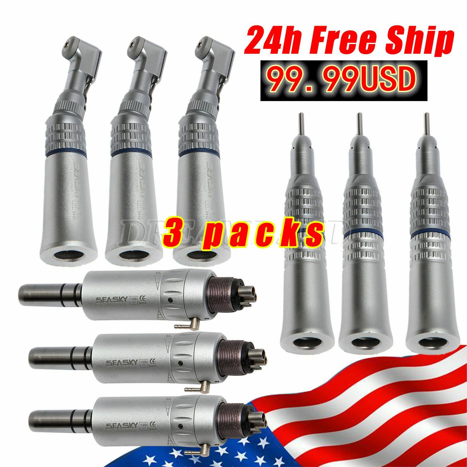 3* Dental Low Speed Air Motor E-Type Contra Angle Straight Handpiece NSK NMP
