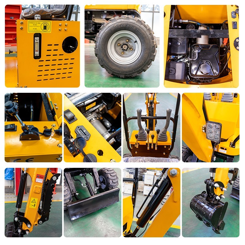 1 Ton Mini Wheel Excavator Mechanical Thumb RATO Engine Compact Digger US Stock
