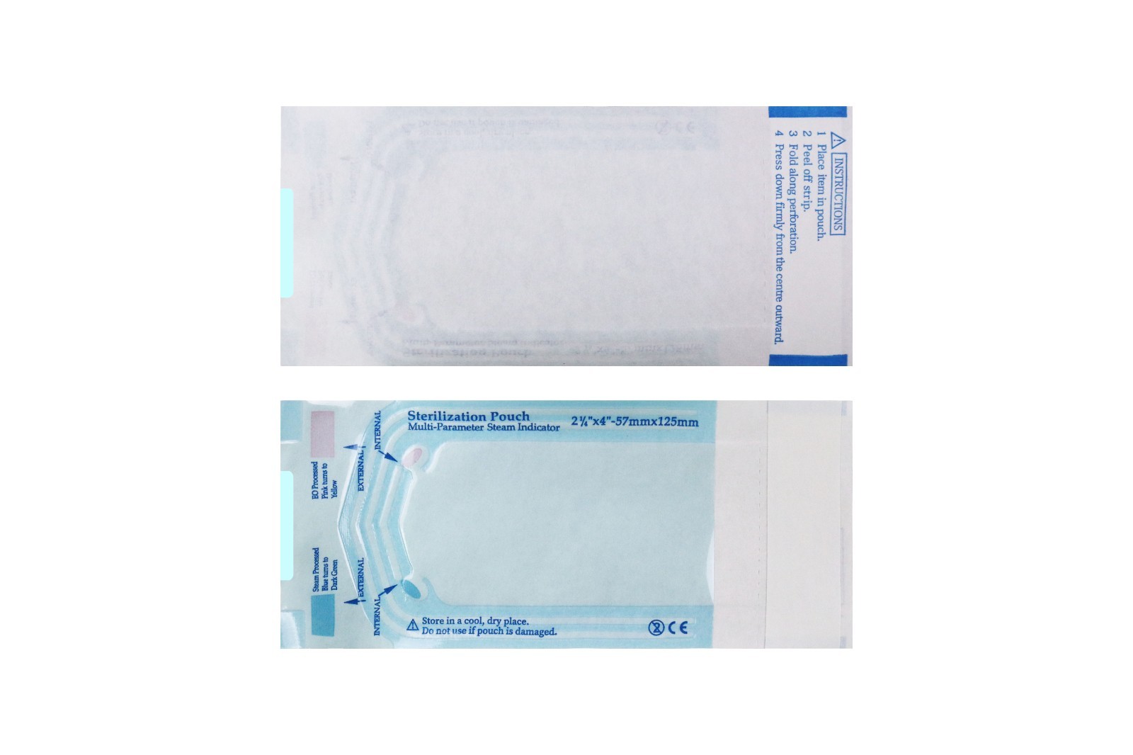 Self Sealing Sterilization Pouches 2.25″*4″, 57×(100+25)mm, 200pcs / Box.
