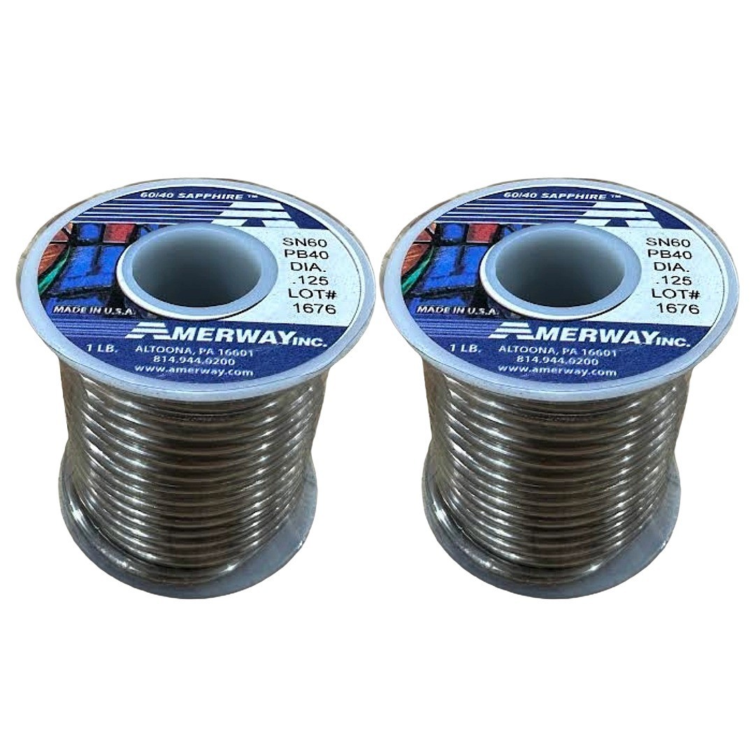 2 PACK Amerway 60/40 Solder 1lb.Spool for Glass Crafts & Repairs