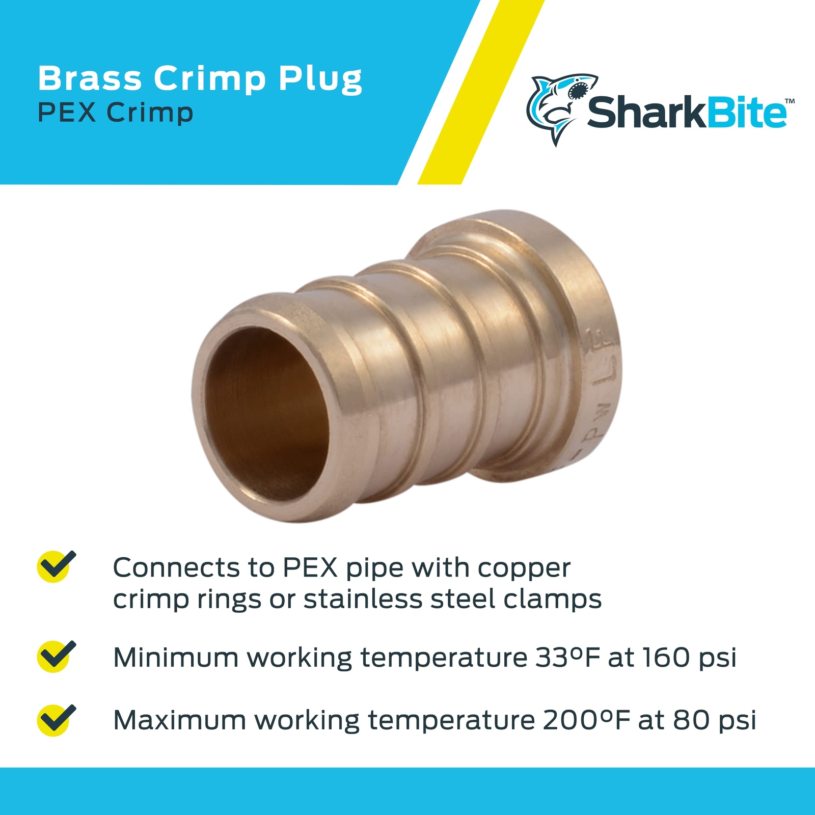 SharkBite 1/2 in. Barb X 1/2 in. D Barb Brass Plug 5-Pack