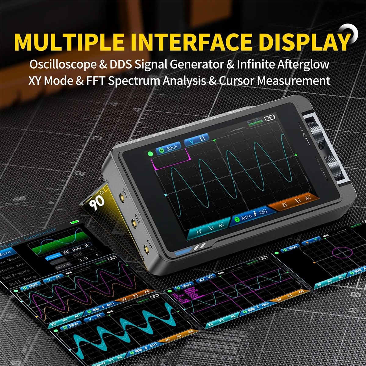 FNIRSI DS215H Oscilloscope Handheld Dual-Channel 2-IN-1 Digital Signal Generator