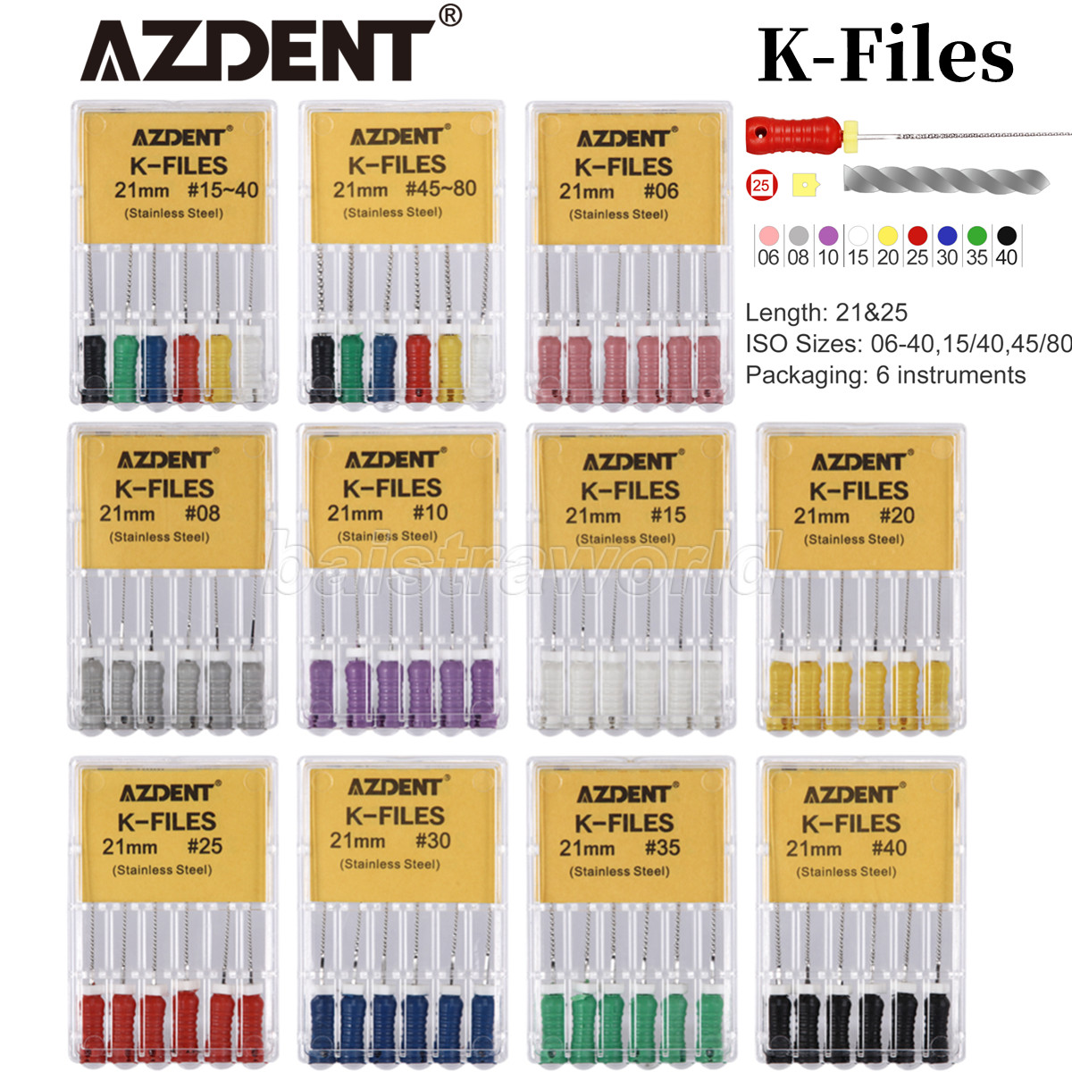 10 Limas K Endo Acero Inoxidable Uso Manual 21mm 25mm Conductos Radiculares