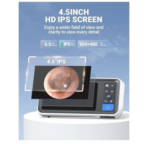 3.9mm Ear Wax Removal Scope Video Camera Digital Otoscope with 4.5 Inch Screen