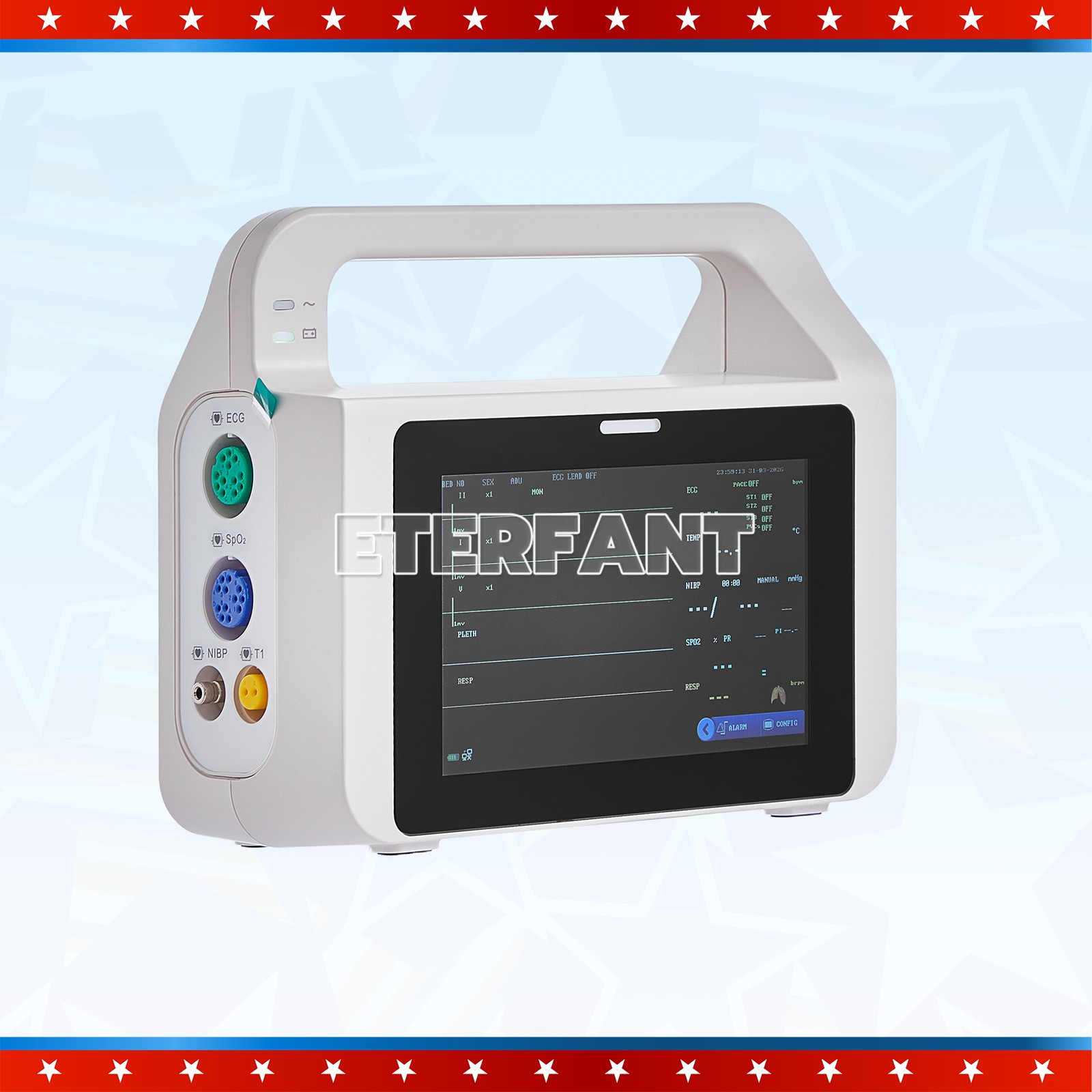 5 inch Touch Screen Multi-parameter Patient Monitor ECG RESP TEMP NIBP SPO2 PR