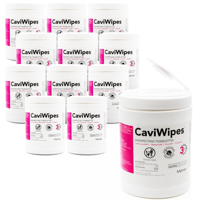 CaviWipes Surface Disinfectant Towelettes 160 Canister- Case of 12, 13-1100