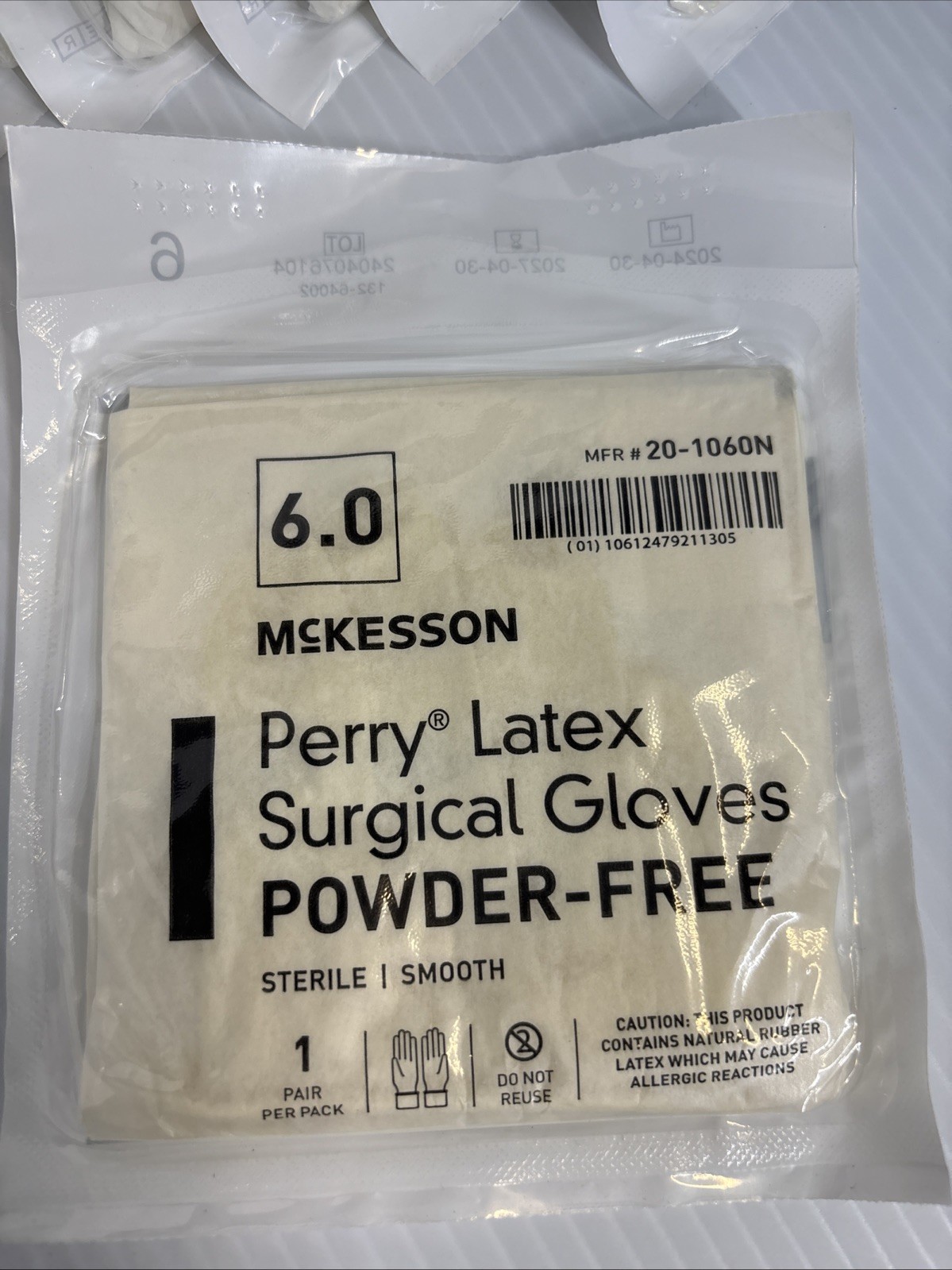 10 Packs/mckesson Size 6 perry latex Surgical gloves powder free 20-1060N