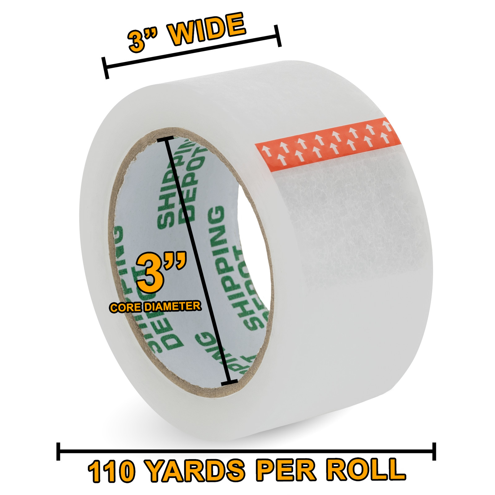 Shipping Depot 2 Mil Industrial Box Sealing Clear Packing Tape 3″ x 110 Yds