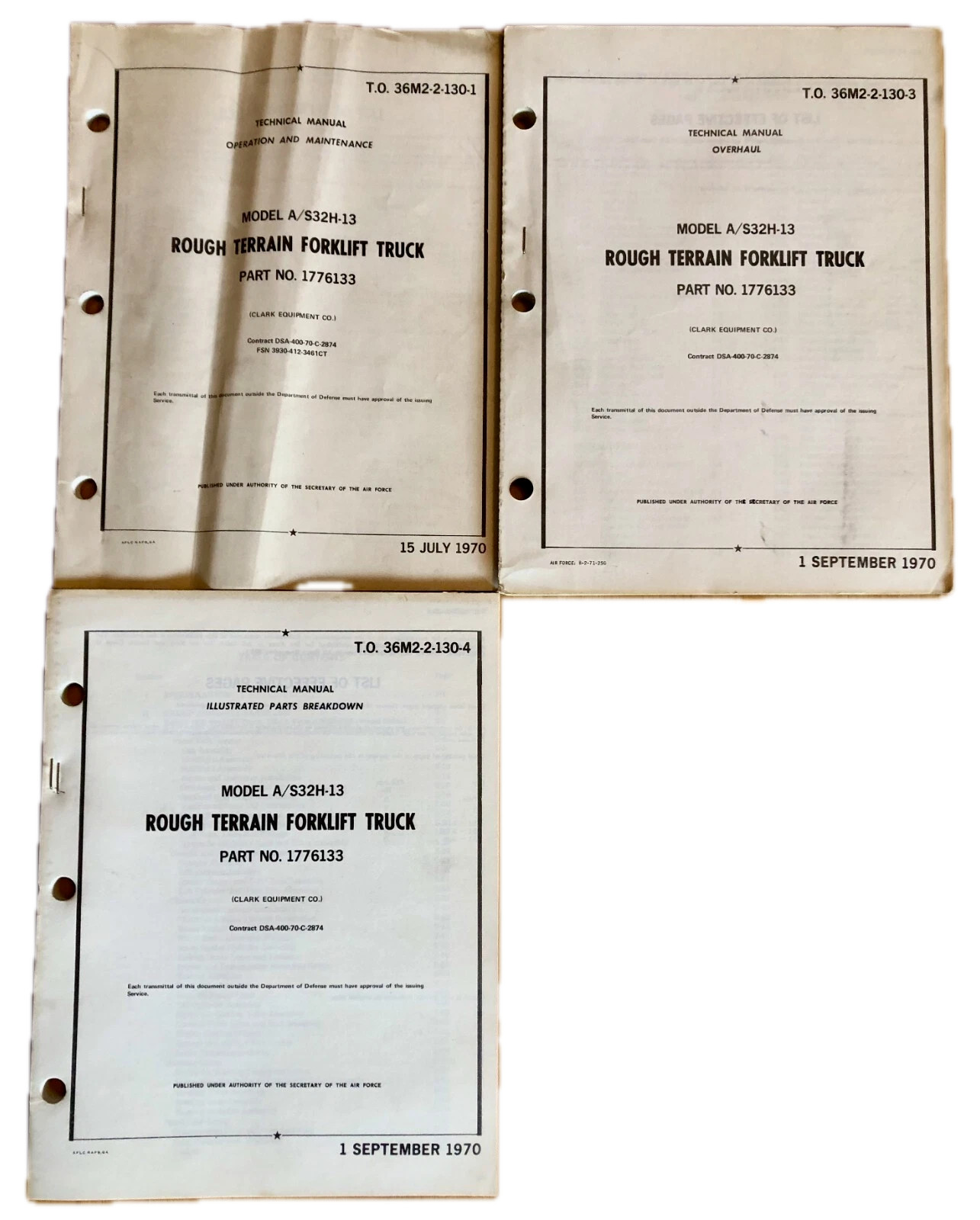 USAF Clark A/S32H-13 Rough Terrain Forklift Tech Manual PN 1776133 U S Air force
