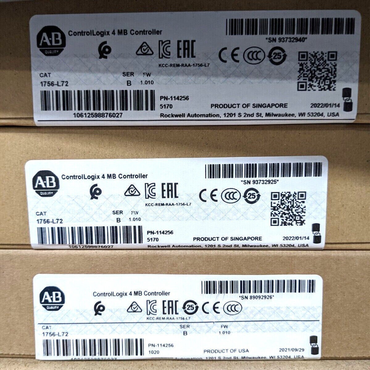 1756-L72 Factory Sealed AB 1756L72/B ControlLogix 4MB Controller PLC Processor