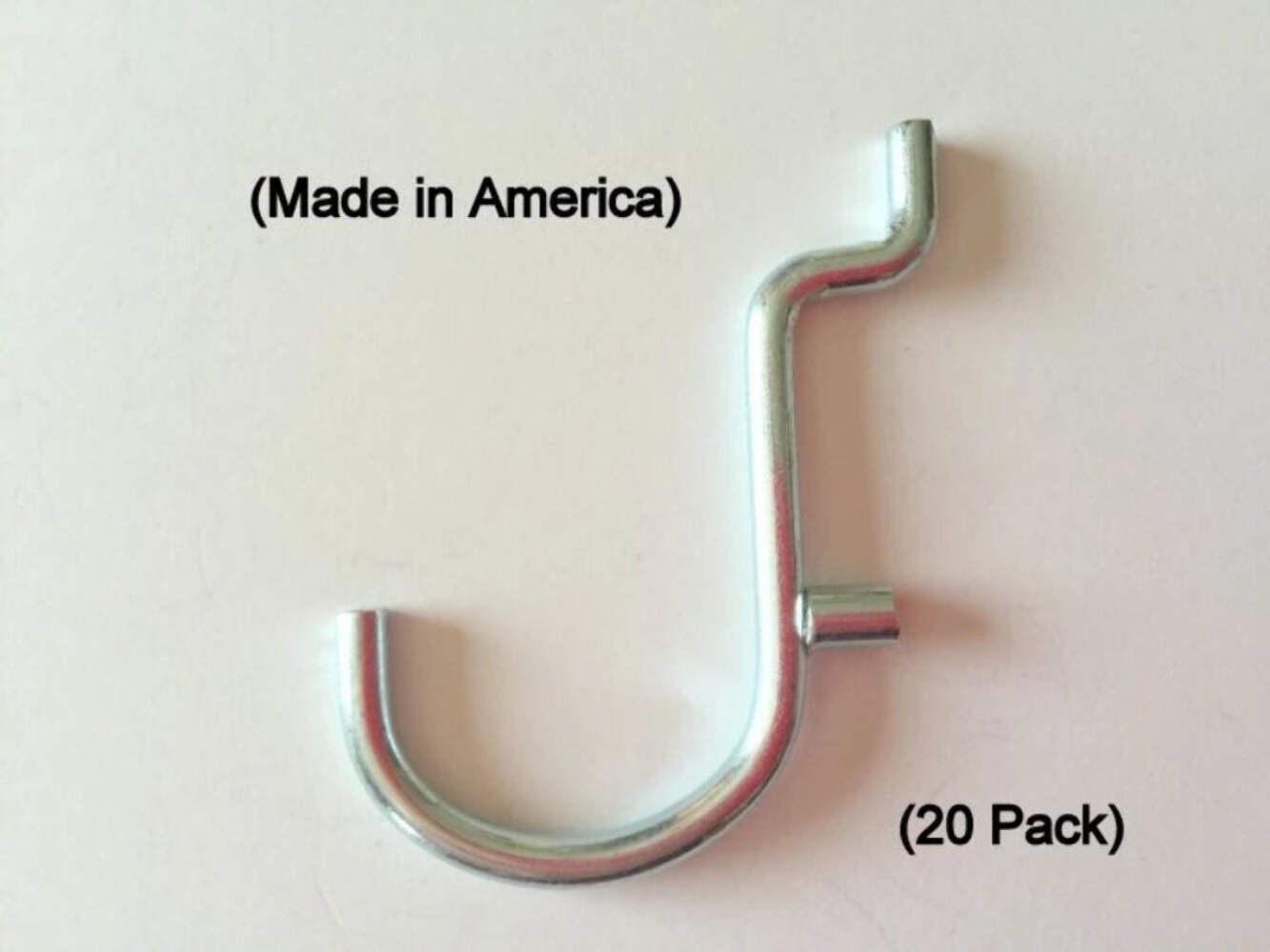(20 PACK) 1″ Jumbo ‘J’ Metal Peg Garage Hanger Hooks. 1/8 to 1/4 Inch Pegboard