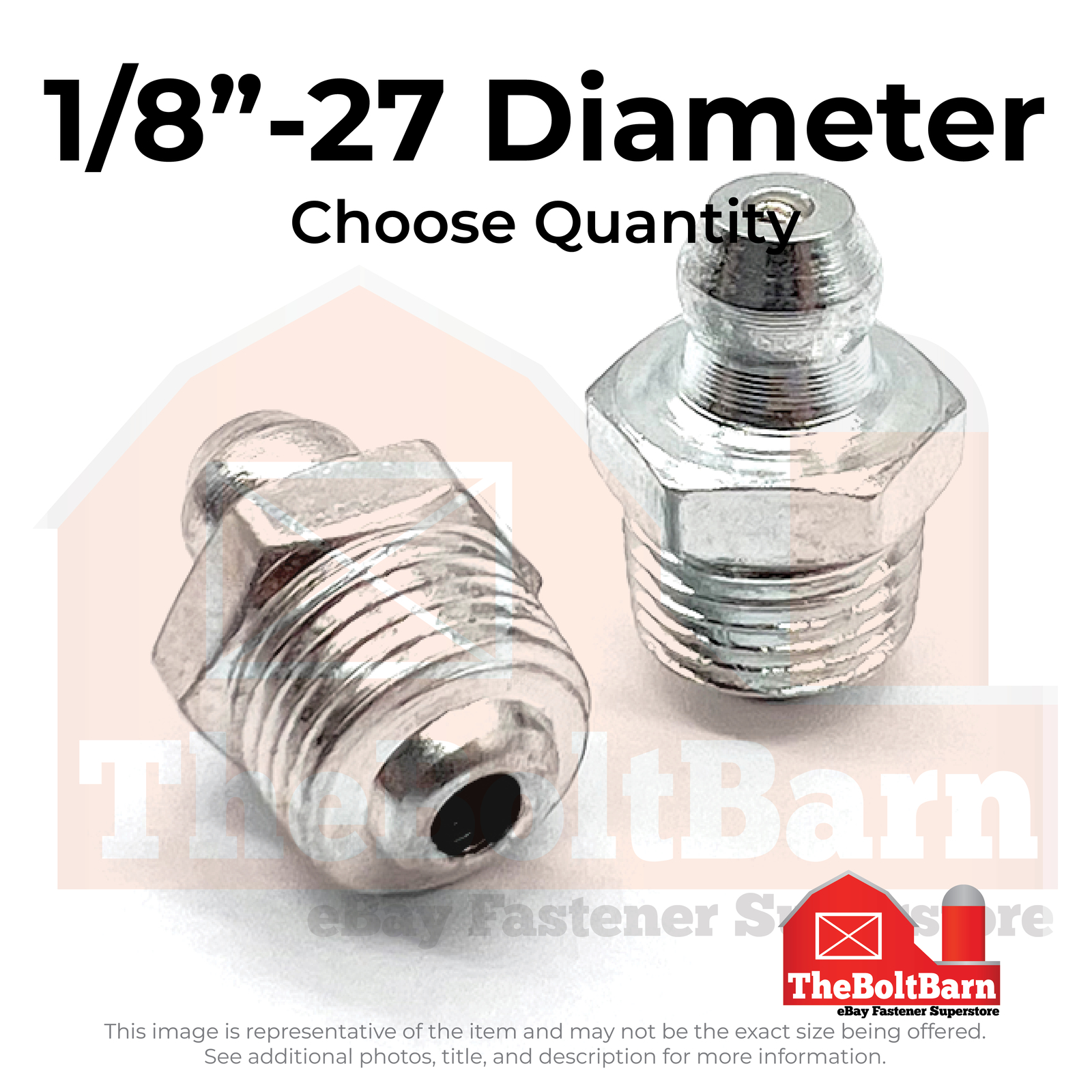 1/8″-27 Zerks Grease Fitting Straight Steel Zinc (Choose Quantity)