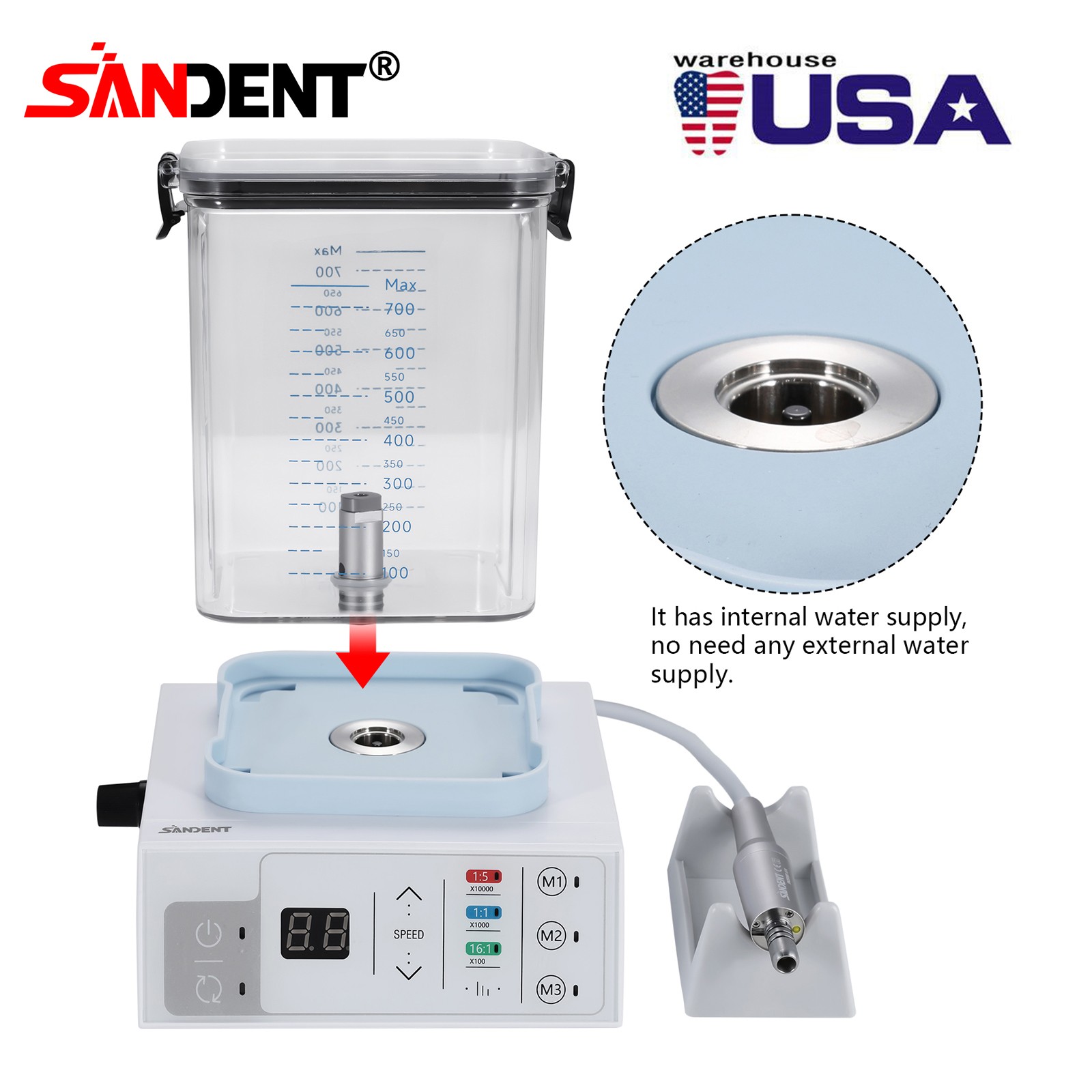 NSK Style Dental Brushless LED Electric Micro Motor/1:5 LED Increasing Handpiece
