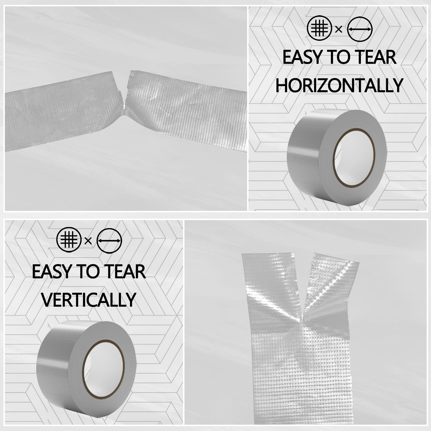 24-Pack 9 Mil Silver Heavy Duty Duct Tape Strong Adhesive, 2 Inch X 720 Yd Duct