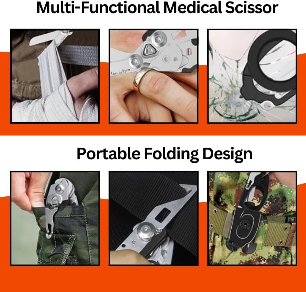 6 in 1 Multifunctional Trauma Shears Foldable Stainless Steel emergency response