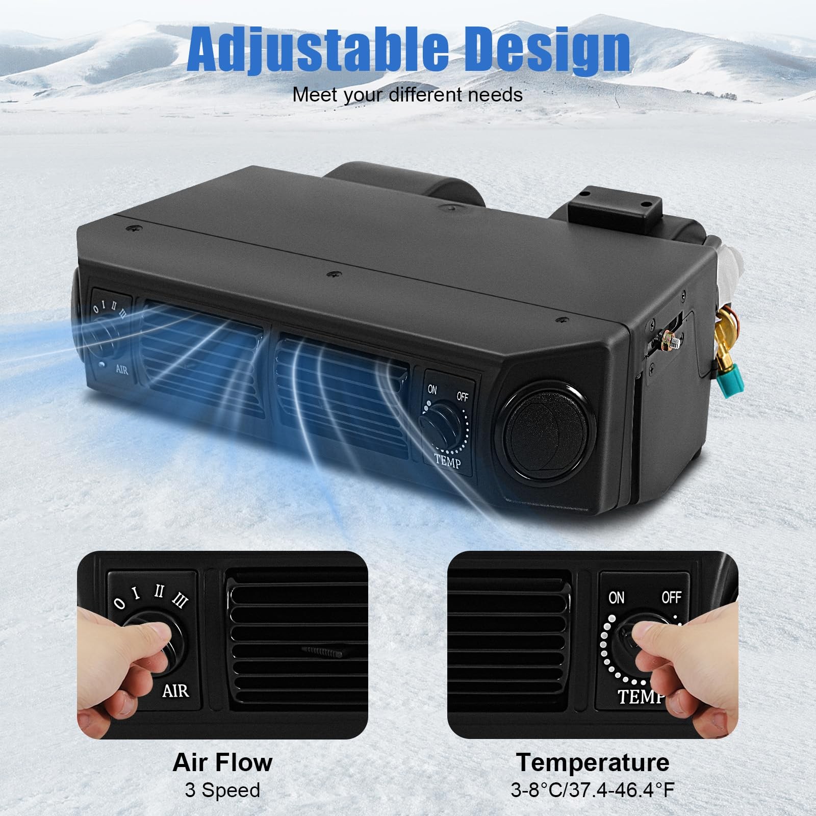 12V 80W Universal Under Dash A/C Evaporator 3 Speed Kit for Car Truck