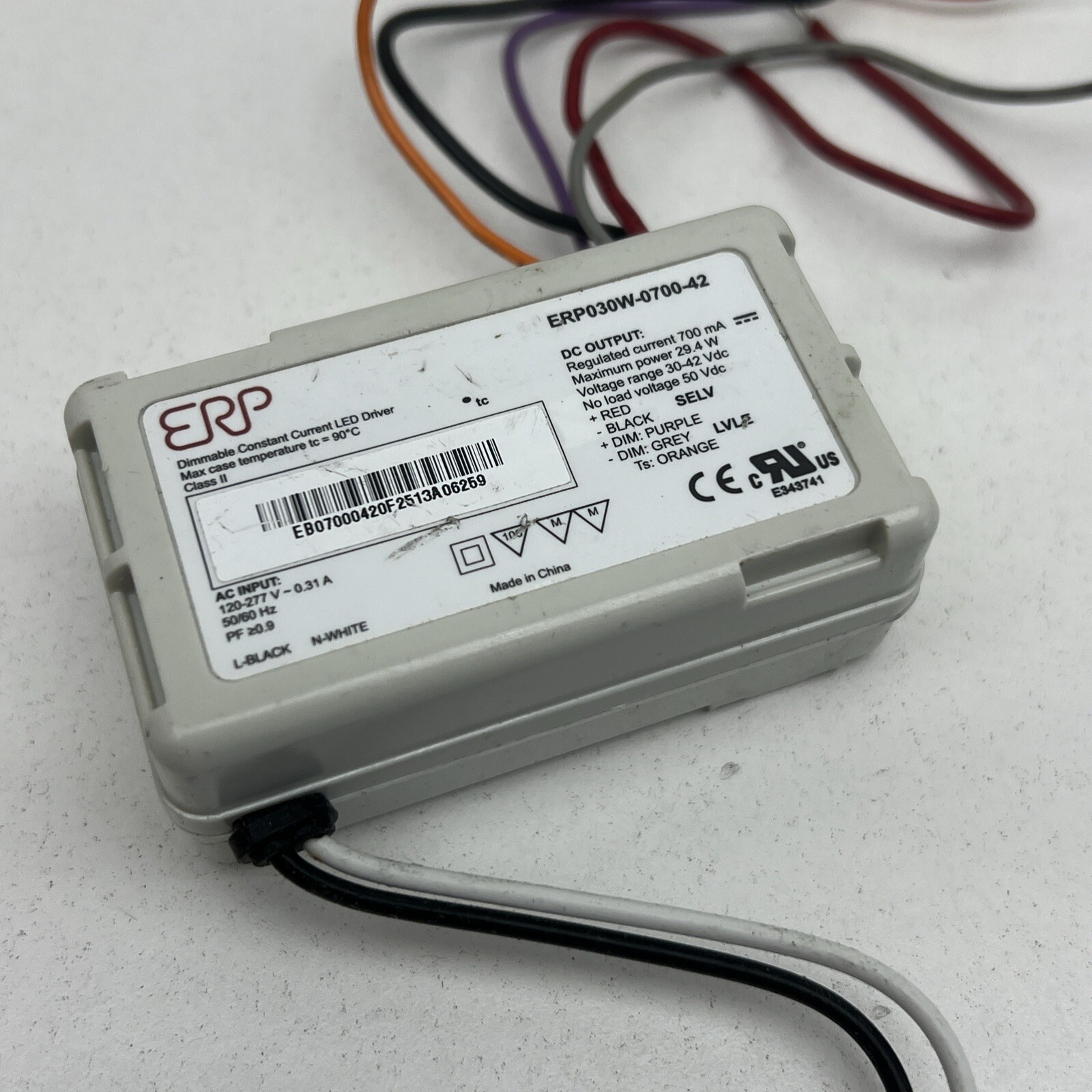 ERP ERP030W-0700-42 Dimmable Constant Current LED Driver 29.4W 30-42VDC 700mA