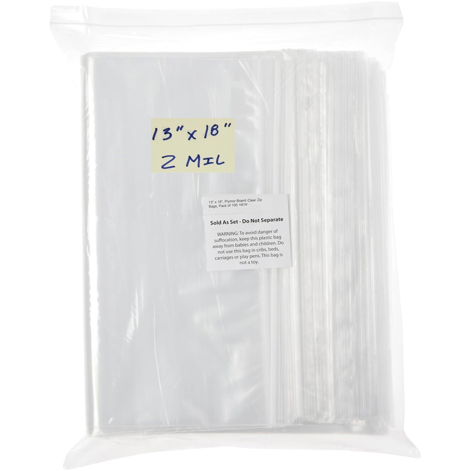 13” X 18” 2 Mil Clear Resealable Zip Plastic Poly Bags (100 Count) Brand New