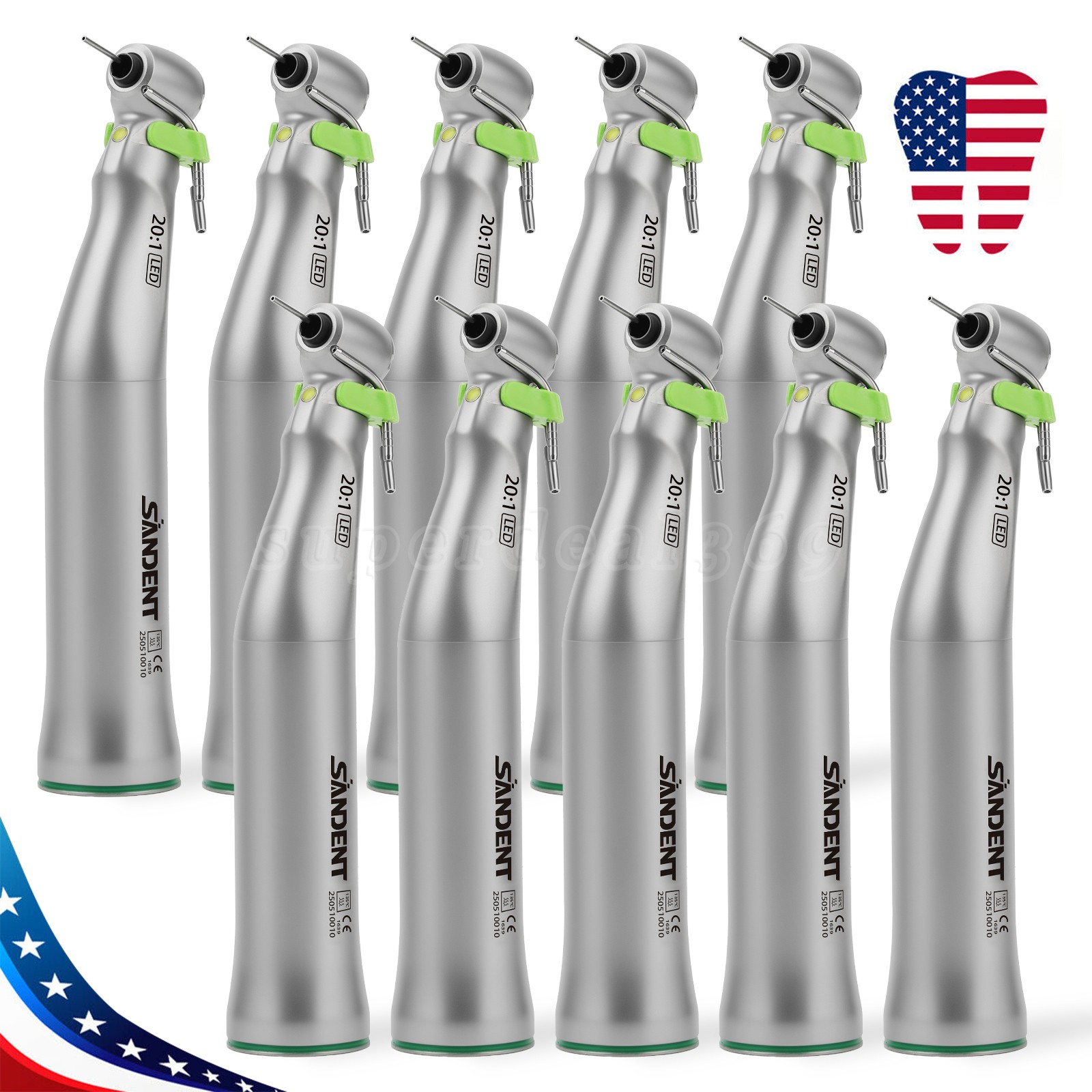 1-10*SANDENT 20:1 Implant Dental Contra Angle Handpiece LED E-generator Fit W H