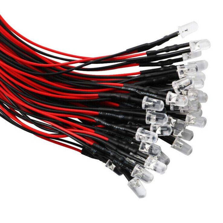 10PCS 3mm Pre Wired DC 5V-12V Micro LED Lights Emitting Diodes Mini Bulbs Lamp