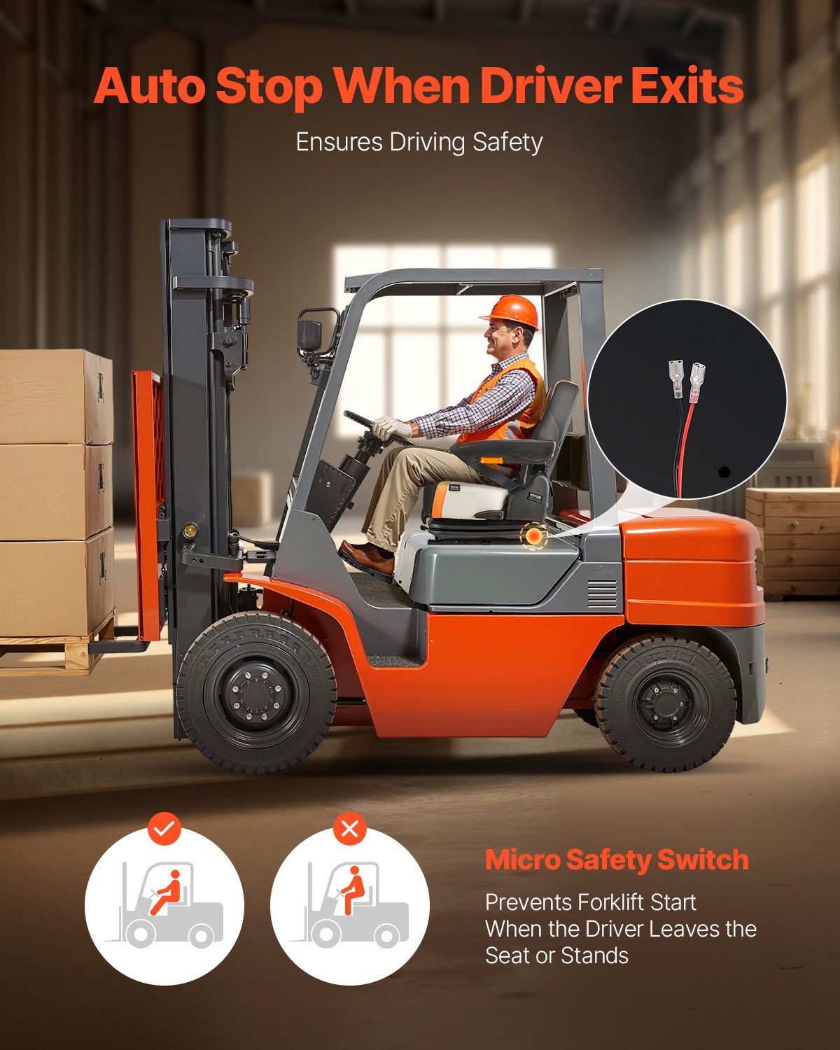 VEVOR Universal Forklift Seat Fold Down Tractor Suspension Seat Chair Adjustable