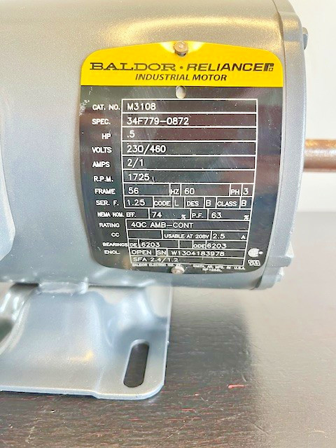 Baldor Reliance 1/2HP 0.5HP AC Motor M3108 230/460V 1725RPM 56 Frame NEW