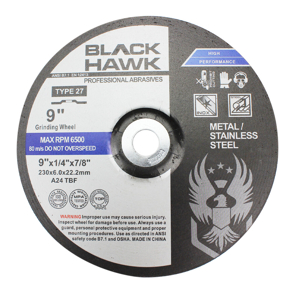 10 Pack – BHA 9″ x 1/4″ x 7/8″ Metal Grinding Wheels T27 Discs for Angle Grinder